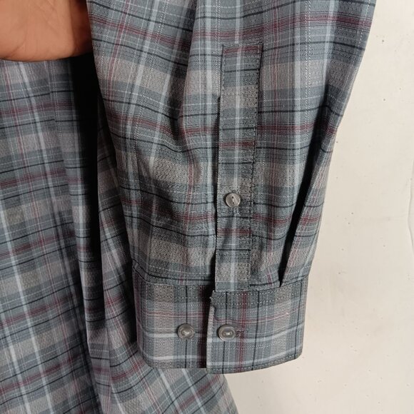 Calvin Klein Plaid Long Sleeve Button Up Shirt Mens Size XXL Gray Career Wear - Picture 7 of 7
